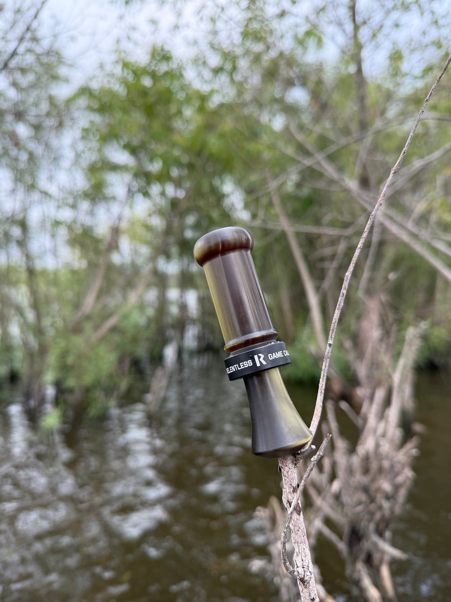 green and black cutdown duck call